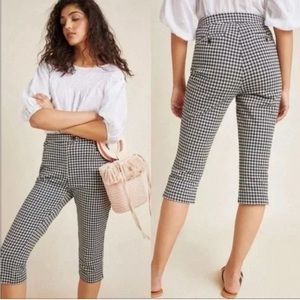 Anthropologie Black and White Gingham Capris